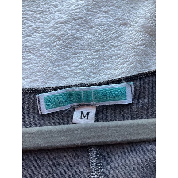 VTG Silver Charm Sz Medium Sleeveless Top Cami Silk Bl Black Brown Velvet Y2K - Picture 3 of 7